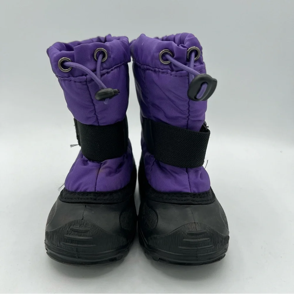 Kamik Toddler Girl's Size 5 Purple Black Winter Lined Snow Boots Slip On EUC